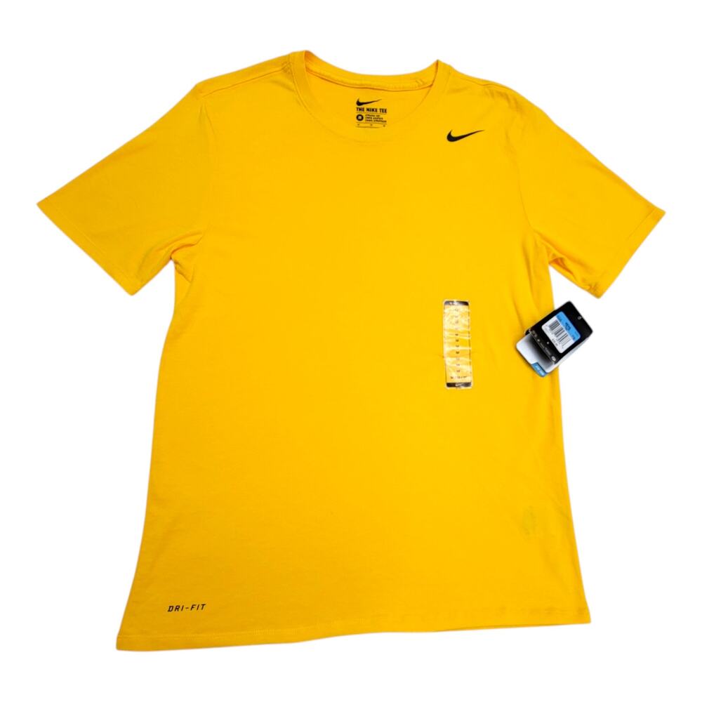 Nike Mens Medium Dri-FIT Athletic Cut Training T-Shirt Yellow Swoosh Tee NWT
